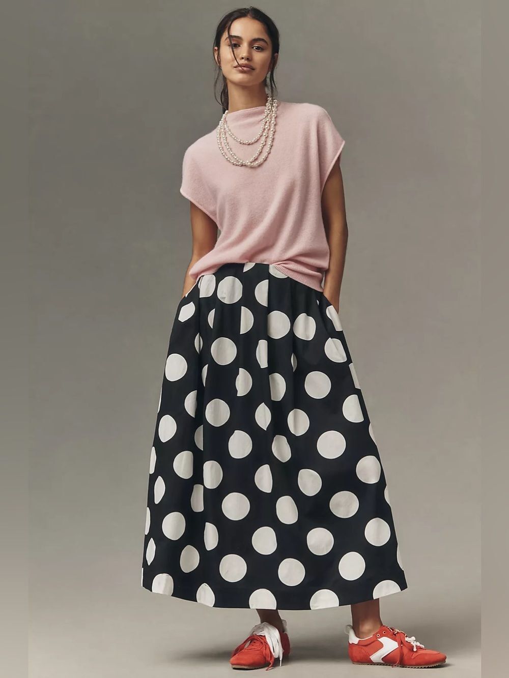 New Anthropologie Maeve Cotton Poplin Pleated Midi Skirt Size XL